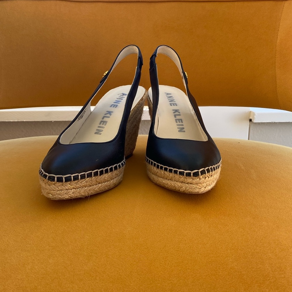 Anne Klein, Size 6, Black, Wedge Platform, Wedge Sandals